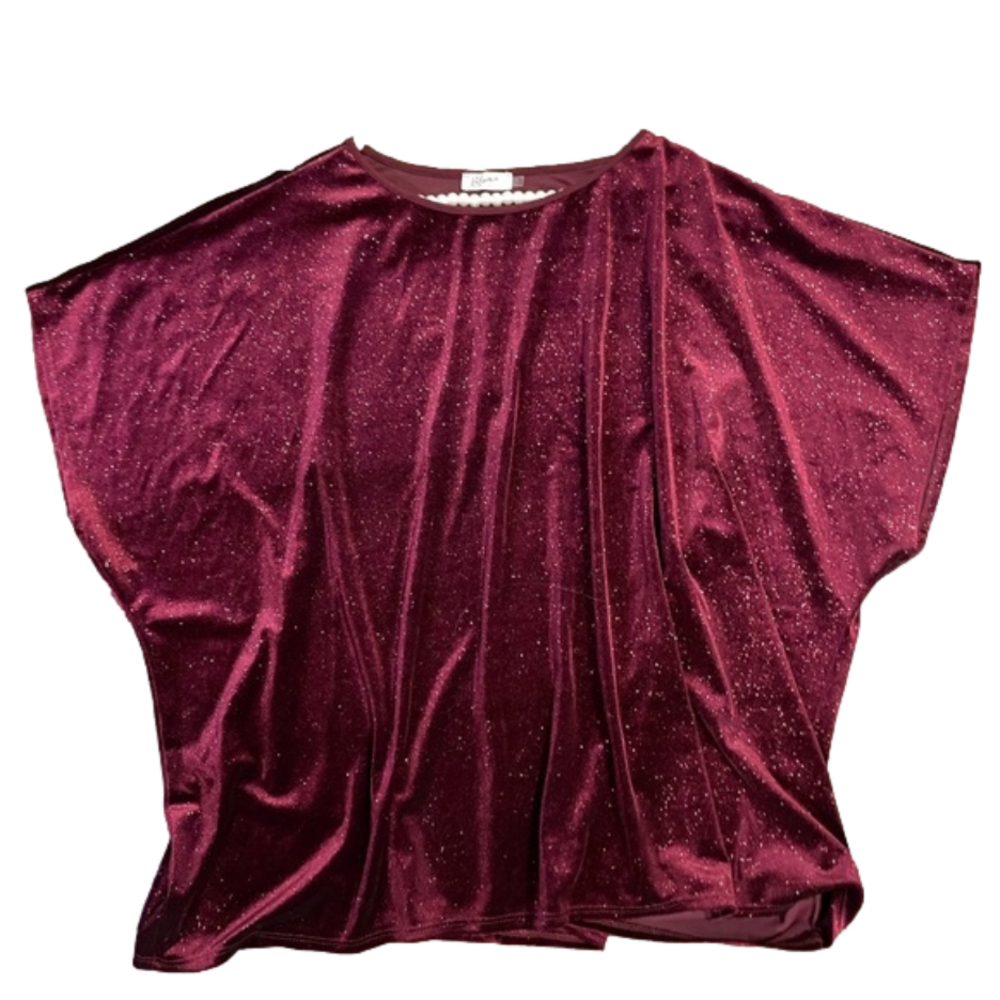 BLUMIN Burgundy Velvet Top Women’s Small Oversized Shimmery Dolman Sleeve New - Picture 4 of 8